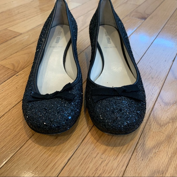 Miu Miu Round Toe Sparkly Kitten Heel Shoes sz 38 - Picture 4 of 8